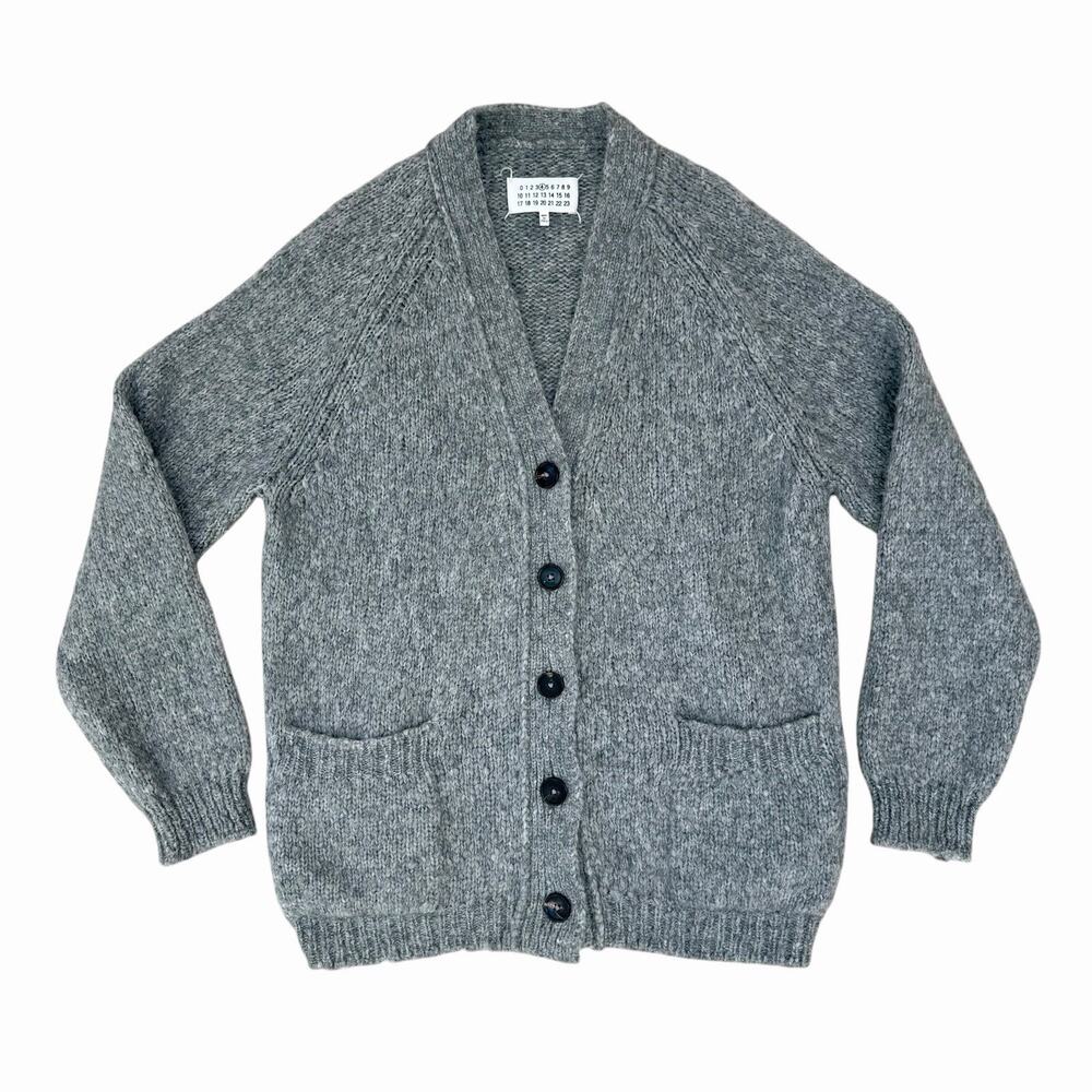 Maison Martin Margiela Grey Alpaca Wool Chunky Knit Cardigan Sweater Italy, M